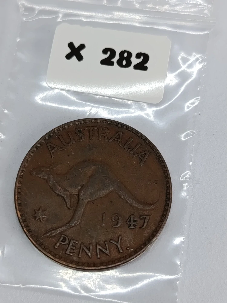 Austrálie 1 pence, 1947 Tečka za "PENNY"
