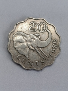 Svazijsko (Eswatini) 20 centů, 1986