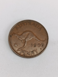 Austrálie 1 pence, 1950 Bez tečky